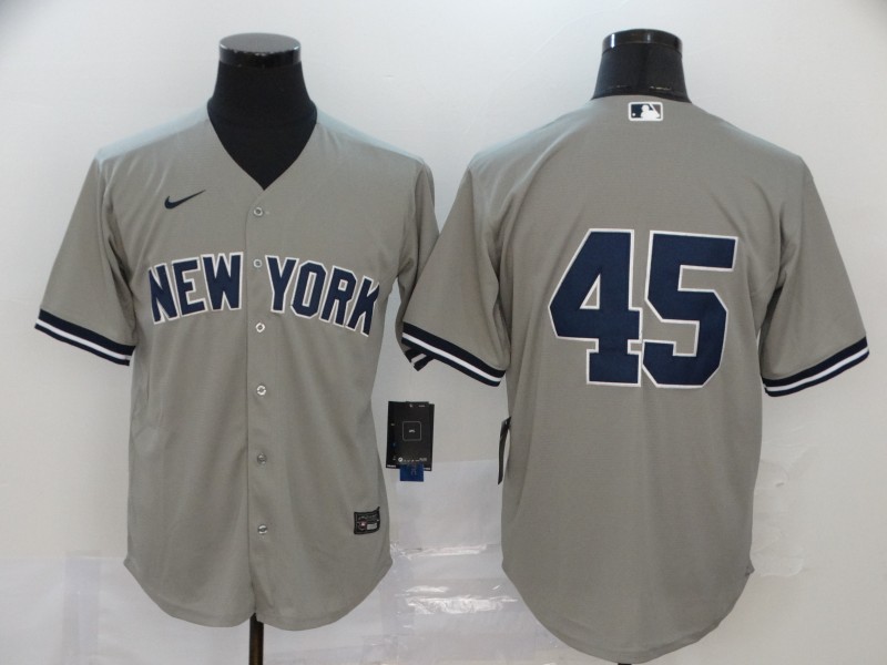 Men New York Yankees 45 No name Grey Nike Game MLB Jerseys